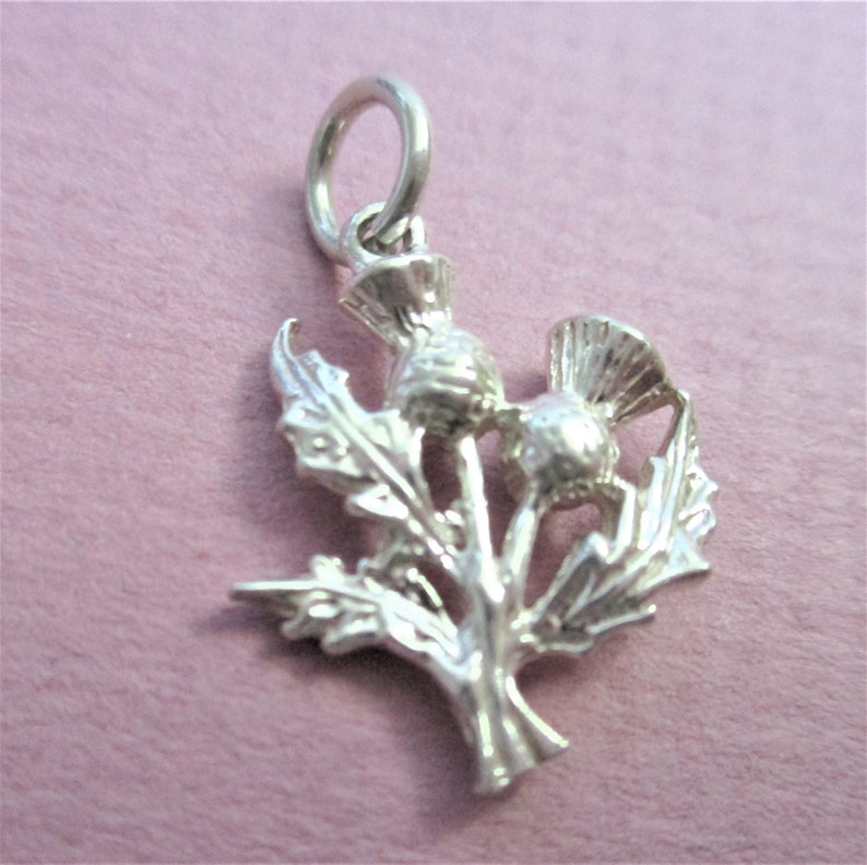 Scottish Thistle Charm Vintage Silver Travel Souvenir Charm Scottish Flower Thistle Tourist Charm Vintage Tourist Momento Scotland