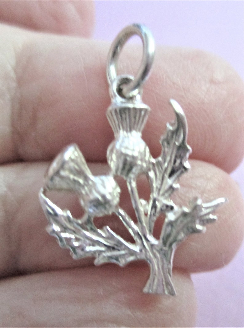 Scottish Thistle Charm Vintage Silver Travel Souvenir Charm Scottish Flower Thistle Tourist Charm Vintage Tourist Momento Scotland