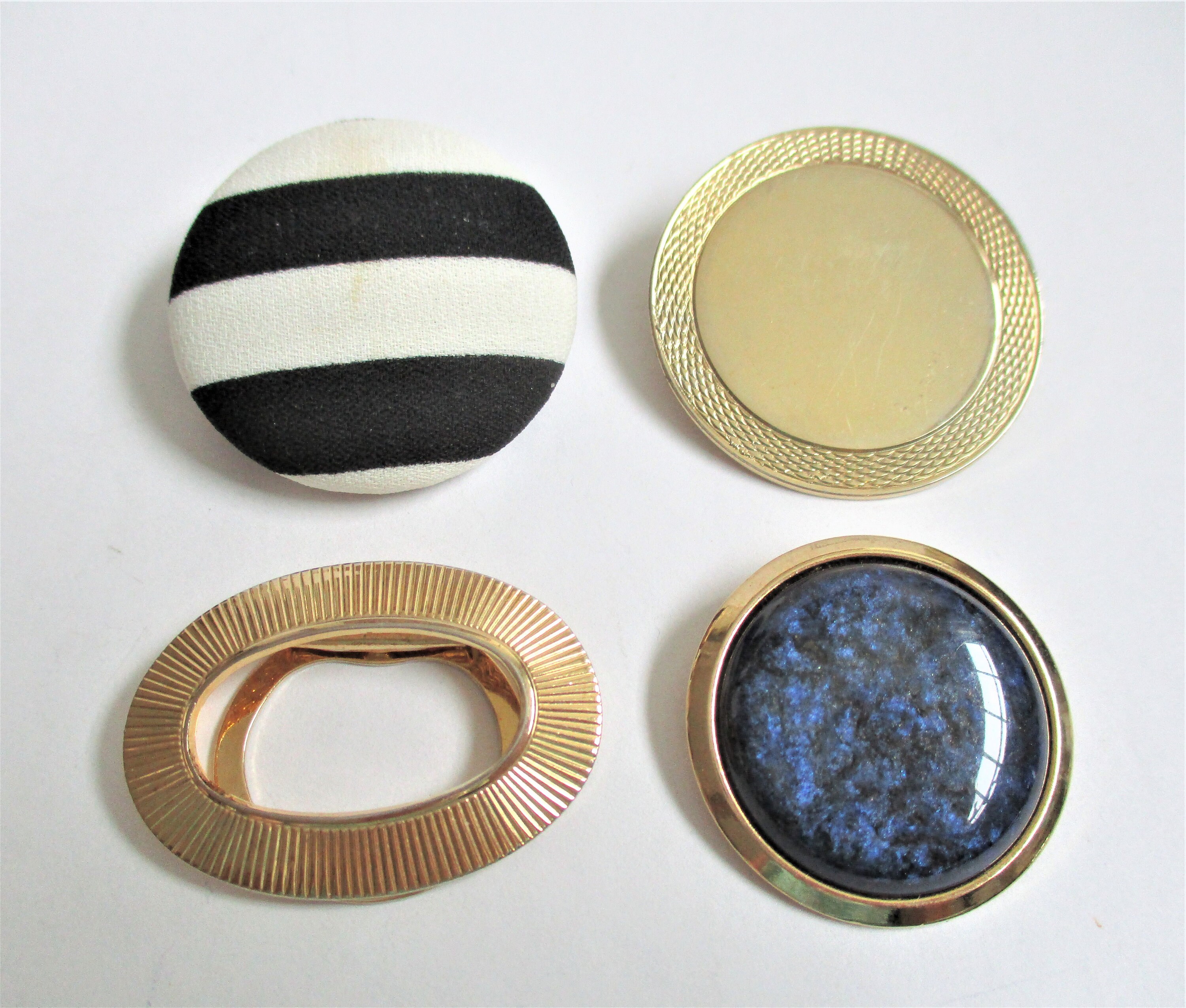 4 Vintage Scarf Clips Your Choice Gold Blue Stone Fabric Etsy
