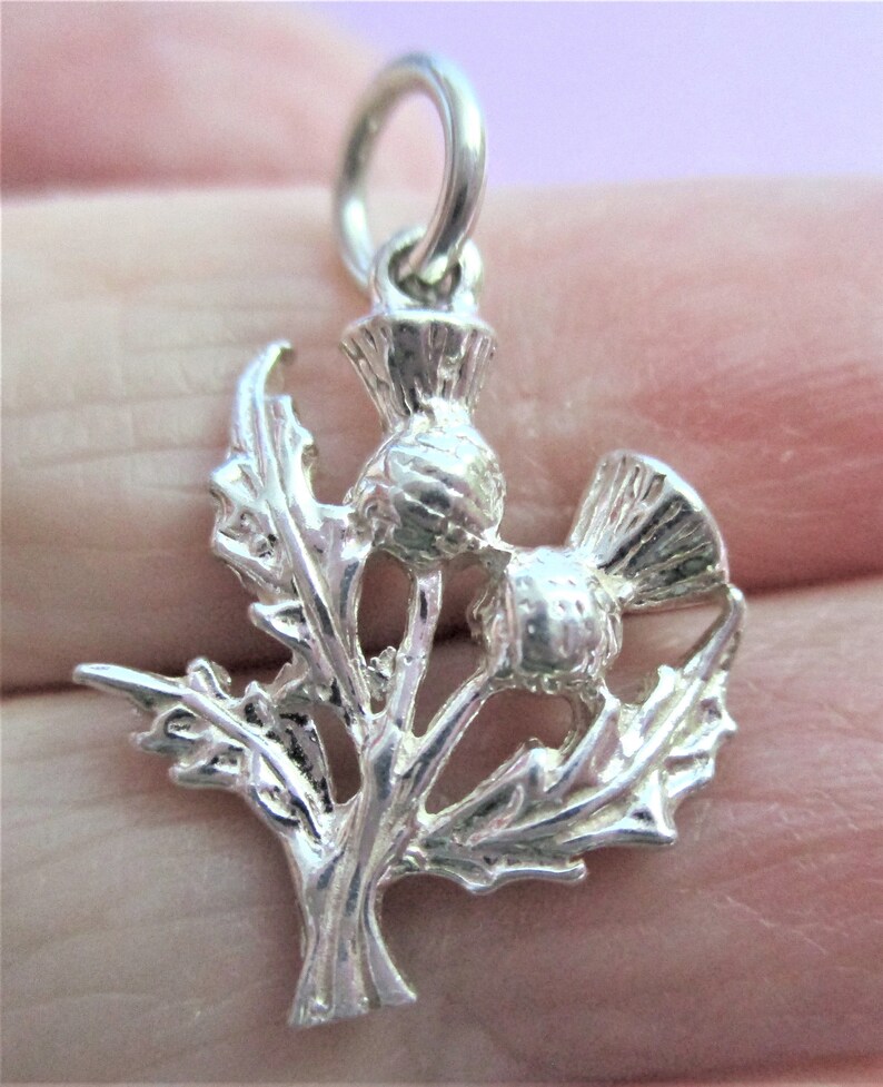Scottish Thistle Charm Vintage Silver Travel Souvenir Charm Scottish Flower Thistle Tourist Charm Vintage Tourist Momento Scotland