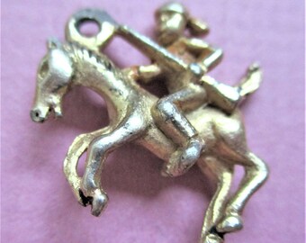 Sterling Silver 3D Jousting Armored Knight On Charging Horse Dangle Charm Bead For Bead Bracelet Sterling Silver 3D Jousting Armored Knight On Charging Horse Dangle Charm Bead For Bead Bracelet