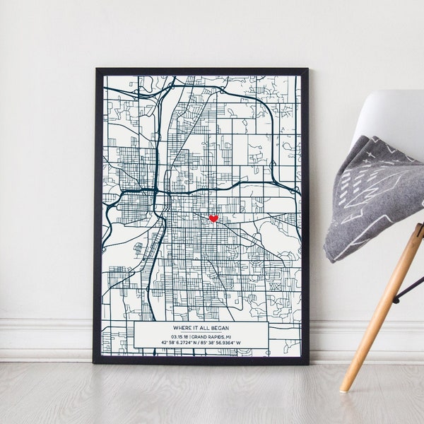 Custom Street Map Poster, Wedding Gift, First Anniversary Gift, City Art, Custom Street Map, Modern Wall Decor, Street Art