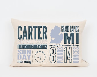 New Baby Announcement Pillow, Personalized Pillow for Boy, Baby Gift, Nursery Decor, Personalized Pillow Girl, Gift for Grandma