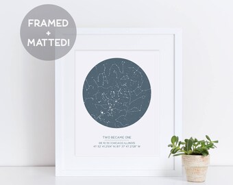 Custom Framed Star Map, Night Sky Print, Father's Day Gift, Gift for Him, Star Print, Celestial Art, Constellation On Date, Night Sky Art