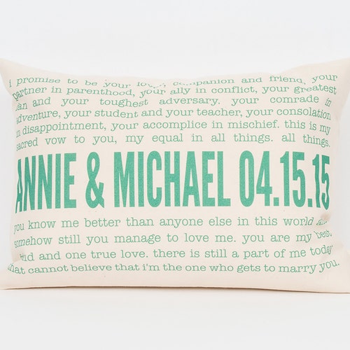 Custom Wedding Vow Pillow Wedding Vow Keepsake Gift for Her Etsy