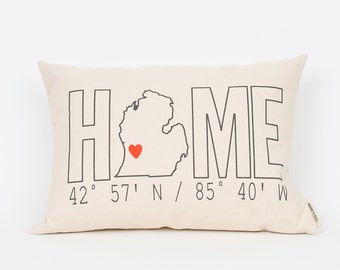 Custom Home Coordinates Pillow, Housewarming Gift, Realtor Closing Gift, New Home Gift, Gift for Coworker, Home Pillow, Home Sweet Home