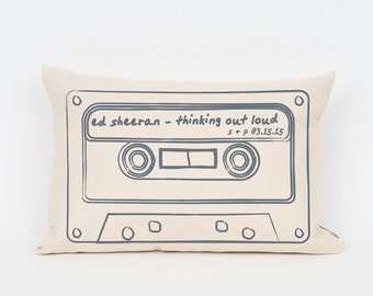 Custom Mix Tape Pillow, Gift for Her, Husband Gift, Cute Wedding Gift, Music Lover, Wedding Song, Favorite Song, Unique Gifts for Sisters