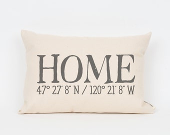 Custom Home Coordinates Pillow, Gift for Mom, Housewarming Decor, New Home, Personalized Housewarming Gift, Realtor Office Decor