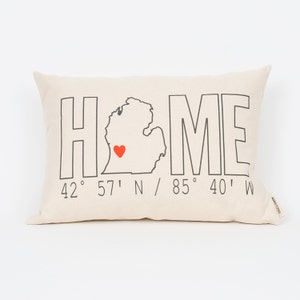 Custom Home Coordinates Pillow, Housewarming Gift, Realtor Closing Gift, New Home Gift, Gift for Coworker, Home Pillow, Home Sweet Home image 1