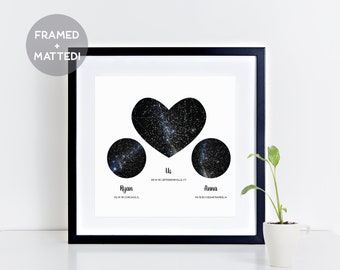 Personalized Night Sky Wedding Gift, Heart Star Map, 2nd Anniversary Gift for Her, Custom Anniversary Gift, Custom Constellation Map