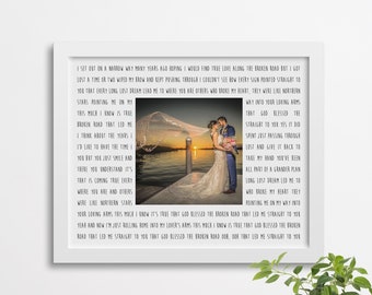 Custom Photo & Song Lyric Poster, Wedding Photo Gift, Gift for Boyfriend, Gift for Her, First Anniversary Gift Idea, Paper Gift