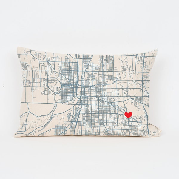 Custom Street Map Pillow, Personalized Map Pillow, Map Gift, Housewarming Gift, Going Away Gift, Gift for Grad, Home Pillow, Realtor Gift