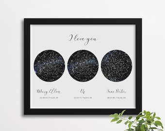 Custom Constellation Map 3 Sky Poster, Under This Sky Poster, New Baby Gift, Night Sky Print, Gift for Mom, Celestial