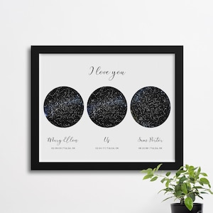 Affiche personnalisée Constellation Map 3 Sky, Sous cette affiche de ciel, Nouveau cadeau de bébé, Impression du ciel nocturne, Cadeau pour maman, Céleste