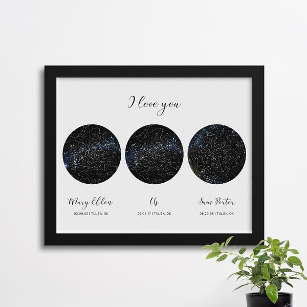 Custom Constellation Map 3 Sky Poster, Under This Sky Poster, New Baby Gift, Night Sky Print, Gift for Mom, Celestial