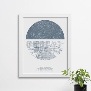 Custom Star Map & Street Map, Anniversary Gift Idea, Unique Wedding Gift, Night Sky Wedding Gift, Framed Night Sky Poster