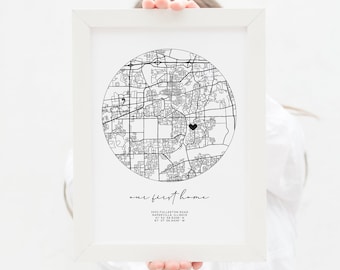 Custom Street Map Print, Available Framed, New Home Gift, Personalized Housewarming, Custom Map Art, Personalized Wall Decor, Modern Map