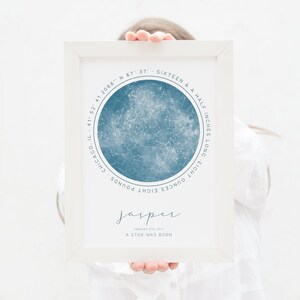 Night Sky Birth Announcement Print, Custom Star Map Baby, Personalized New Baby Gift, Custom Baby Stats, Gift for New Mom, Nursery Decor