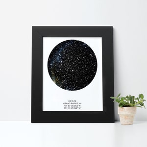 Custom Night Sky Print, Available Framed, Star Map by Date, Anniversary Gift for Him, Gift for Husband, 1 Year Anniversary, Custom Star Map