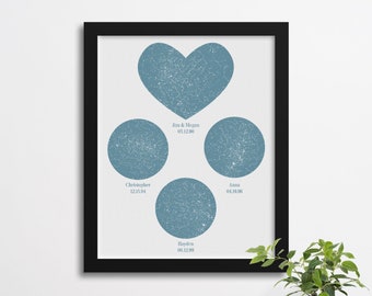 Personalized Gift for Mom from Daughter, Christmas Gift for Mom, Custom Star Map by Date, Wedding Anniversary Gift, Family Night Sky