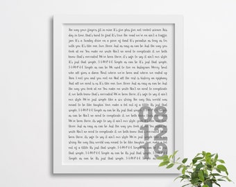 Custom Song Lyric & Date Poster, Custom Wedding Song Gift, First Anniversary Paper Gift Idea, Personalized Song Lyrics, Framed Song Lyrics