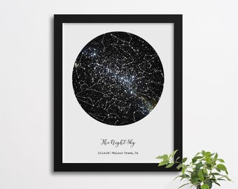 Custom Constellation Map Poster, Night Sky Print, Star Map, Gift for Him, Anniversary Gift Idea, Framed Night Sky, Gift for Her, Star Art