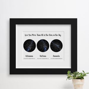 Custom 3 Date Constellation Map, Available Framed, Anniversary Gift, Wedding Gift, Hello Will You I Do, Kid's Birthday Print, Couples Gift