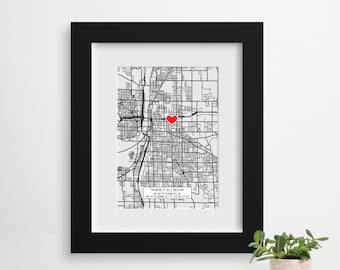 Housewarming Gift Idea, Custom Street Map Framed Print, Wedding Gift, Engagement Gift, First Anniversary Paper Gift, Gallery Wall