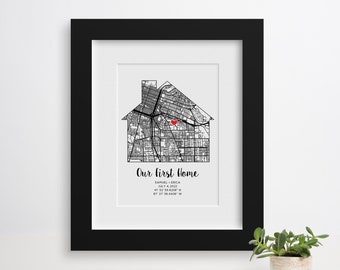 Our First Home Print, Home is Where the Heart Is, Custom Street Map, Personalized Map Art, Housewarming Gift, Realtor Closing Gift