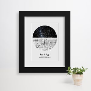 Illustration de carte personnalisée, carte de constellation personnalisée, impression du ciel nocturne, cadeau de carte personnalisée, cadeau de carte de ville natale, idée de cadeau d’anniversaire