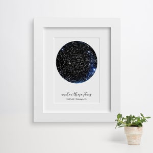 Custom Constellation Map, Star Map Print, Frames Available, Star Map Art, Constellation Map Baby, Wedding Gift Couple, Anniversary Gift image 1