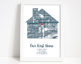 Personalized Street Map Poster, Custom Housewarming Gift, New Home Gift, Custom City Poster, Realtor Closing Gift, Our First Home