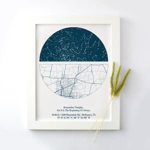 Under These Stars Print, Custom Night Sky & Map, Paper Gift, First Anniversary Gift, Gift for Husband, First Year Anniversary Gift image 1