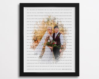 First Dance Song Lyrics and Photo Print, Custom Wedding Song Art, First Anniversary Gift, Custom Song Lyric Print, Gift for Couple