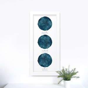Póster personalizado de 3 cielo estrellado, 10 "x 24" enmarcado, regalo del día de la madre, decoración de pared personalizada, regalo para mamá, regalo para papá