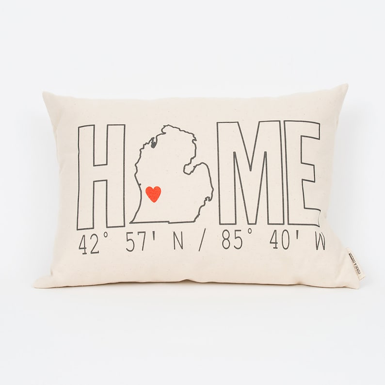 Custom Home Coordinates Pillow, Housewarming Gift, Realtor Closing Gift, New Home Gift, Gift for Coworker, Home Pillow, Home Sweet Home image 1