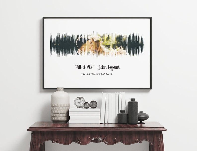 Custom Photo & Sound Wave Poster, Wedding Photo Gift, Gift for Boyfriend, Gift for Her, First Anniversary Gift Idea, Paper Gift image 5