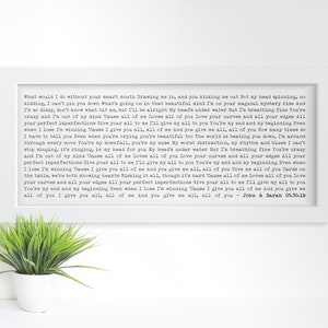 Custom Framed Song Lyric Print, 10x24 Framed, 1st Anniversary Gift, Custom Wall Decor, Personalized Song Art, Wedding Song Gift, image 1