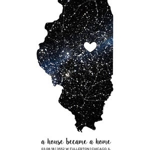 Custom State Night Sky Print, Home Sweet Home, Star Map Shape, Realtor Closing Gift, Housewarming Gift, Night Sky Art image 3