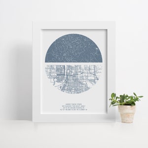Under These Stars Print, Custom Night Sky & Map, Paper Gift, First Anniversary Gift, Gift for Husband, First Year Anniversary Gift image 2