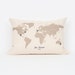 Personalized World Map Pillow, Travel Decor, Wanderlust, Anniversary Gift for Couple, Gift for Him, World Traveler Gift, Custom Pillow Cover