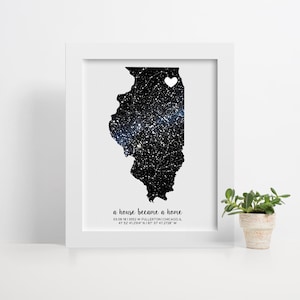 Custom State Night Sky Print, Home Sweet Home, Star Map Shape, Realtor Closing Gift, Housewarming Gift, Night Sky Art image 1
