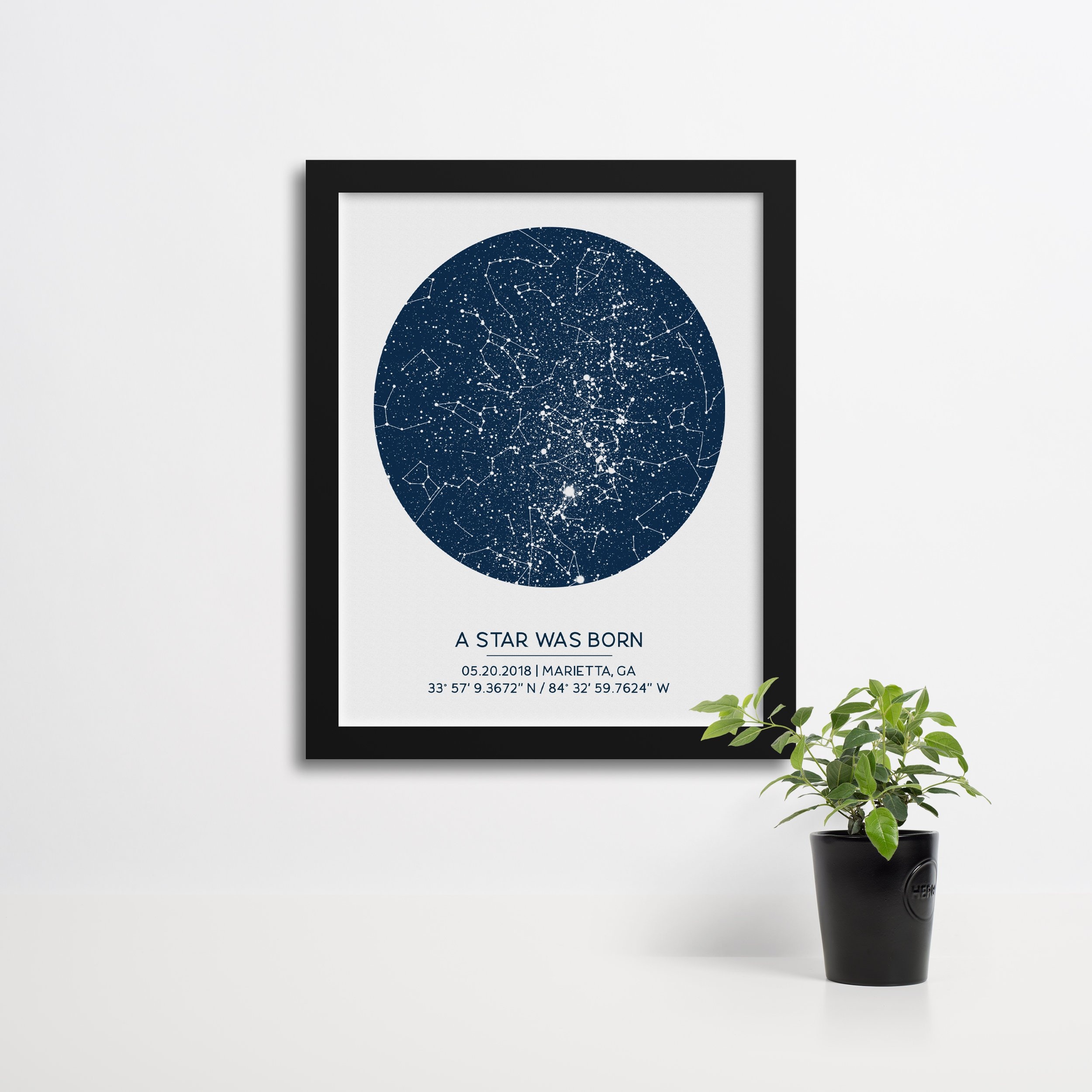 Constellation Map By Date And Location Custom Star Map By Date Poster Available Framed Unique Gift | Etsy