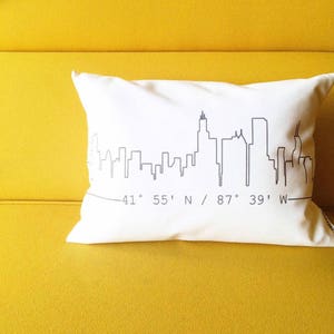 Personalized City Skyline Pillow, Gift for Friend, Housewarming Gift, Gift for Best Friend, New Home Gift, Skyline Art, Custom Coordinates image 3