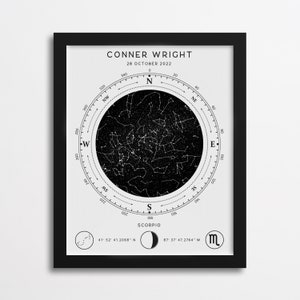 Personalized Zodiac Star Map, Custom New Baby Gift, Constellation Map, Night Sky Print, Astrology Print, Custom Scorpio, Custom Birthday