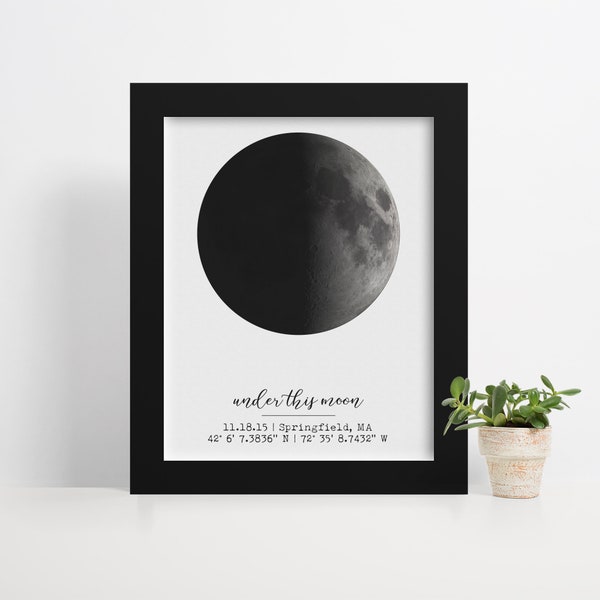 Framed Custom Moon Print, Mother's Day Gift, Framed Moon Phase Print, Dorm Decor, Birthday Gift, Nursery Wall Decor, Anniversary Gift Men