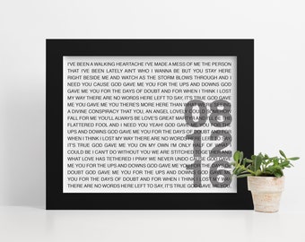 Framed Wedding Song Lyrics, Wedding Song Gift, First Anniversary Paper Gift, Gift for Her, Gift for Him, Personalized Print, Anniversary