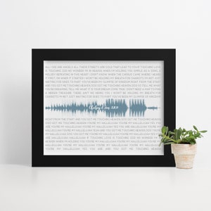Custom Sound Wave & Song Lyric Print, Framed Song Lyrics, Song Lyric Art, Song Lyric Gift, Framed Custom Print, 1st Anniversary Paper Gift