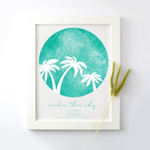 Tropical Wedding Sky Print, Night Sky Destination Wedding, Personalized Wedding Print, Custom Couple Wedding Print, Caribbean Wedding