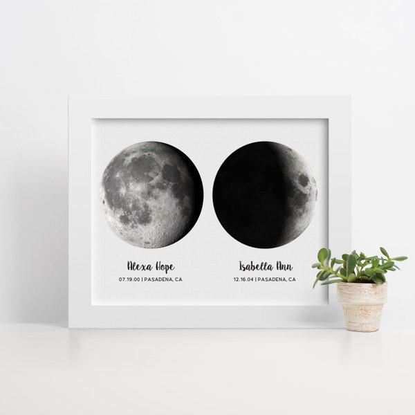 Framed 2 Moon Phase Print, Custom Gifts, Anniversary Gift for Boyfriend, Moon Wall Decor, Wedding Gift for Bride, Under this Moon